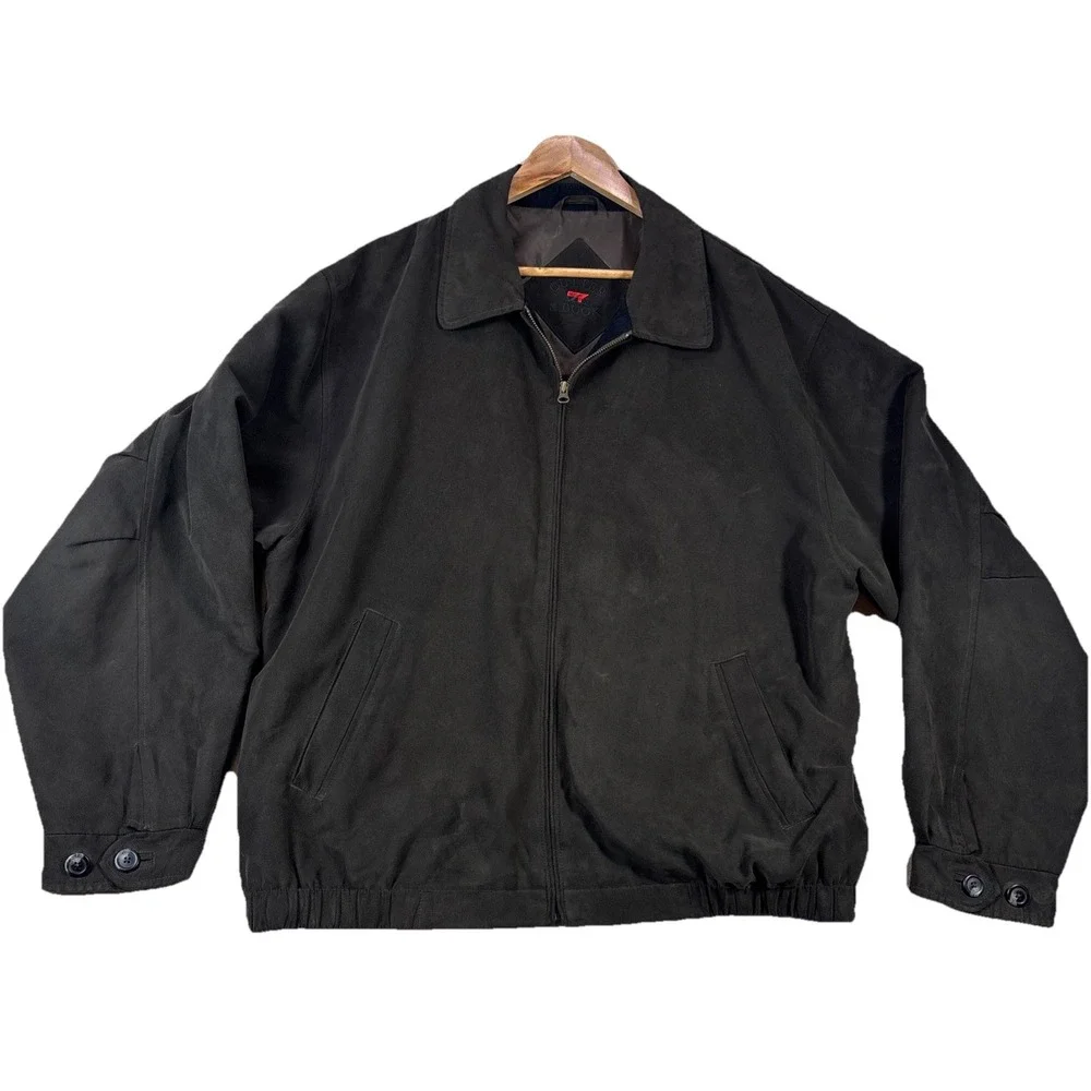 Cutter & Buck SOFT‎ Faux Suede Bomber Jacket Olive Sz XXL Golf Preppy Classic